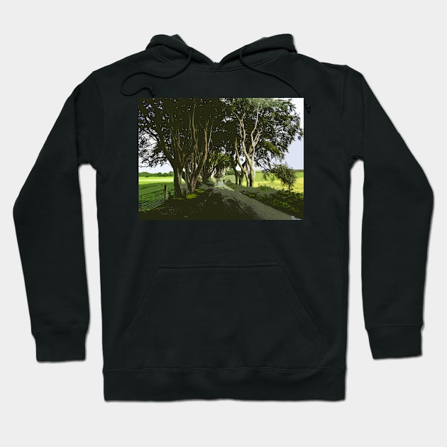 An Irish Country Road in the Rain Hoodie by Gray Designs